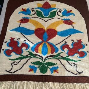 Vintage PA Dutch hex symbol cross stitch pattern crocheted afghan